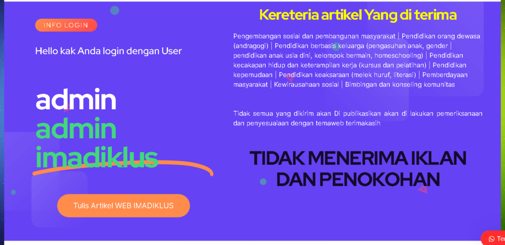 Cara Posting atau Publikasi di imadiklus