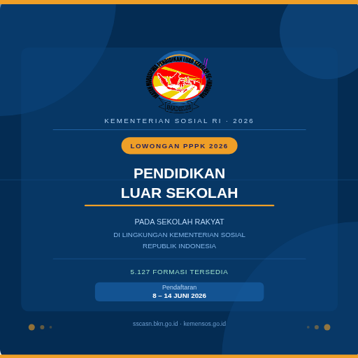 LOWONGAN PENDIDIKAN LUAR SEKOLAH PADA SEKOLAH RAKYAT DI LINGKUNGAN KEMENTERIAN SOSIAL REPUBLIK INDONESIA TAHUN 2026